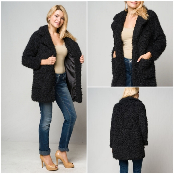 Black Teddy Coat - Picture 2 of 4